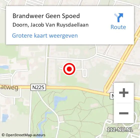 Locatie op kaart van de 112 melding: Brandweer Geen Spoed Naar Doorn, Jacob Van Ruysdaellaan op 25 juni 2018 13:20