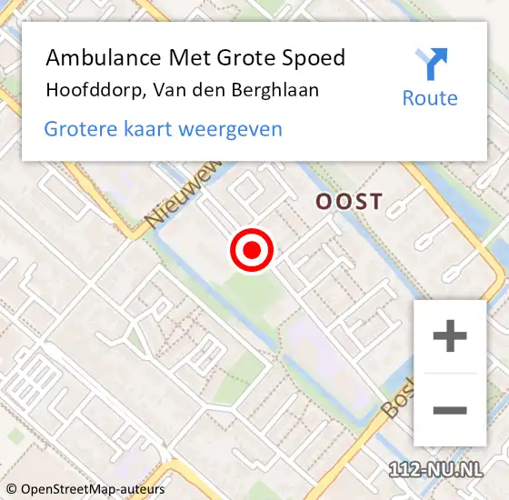 Locatie op kaart van de 112 melding: Ambulance Met Grote Spoed Naar Hoofddorp, Van Den Berghlaan op 25 juni 2018 15:10