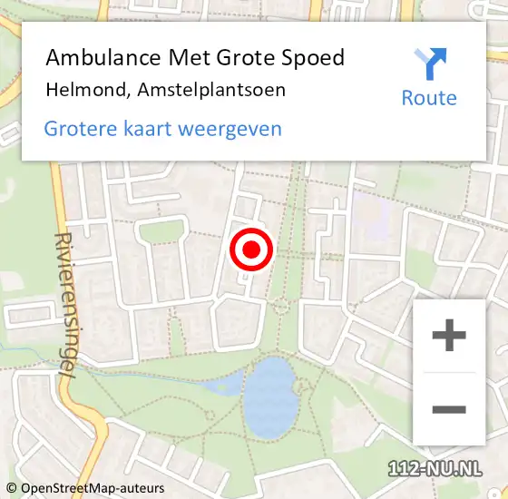 Locatie op kaart van de 112 melding: Ambulance Met Grote Spoed Naar Helmond, Amstelplantsoen op 25 juni 2018 15:16
