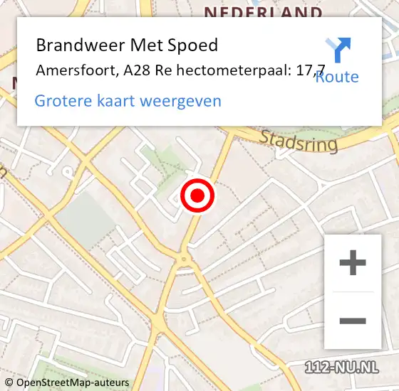 Locatie op kaart van de 112 melding: Brandweer Met Spoed Naar Amersfoort, A28 Re hectometerpaal: 17,7 op 25 juni 2018 15:54