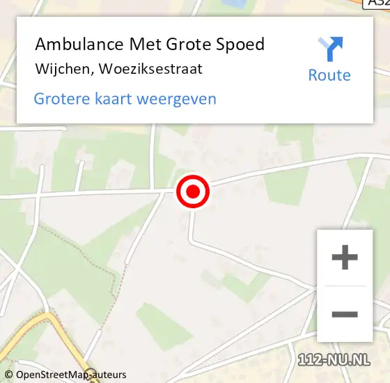 Locatie op kaart van de 112 melding: Ambulance Met Grote Spoed Naar Wijchen, Woeziksestraat op 25 juni 2018 17:05