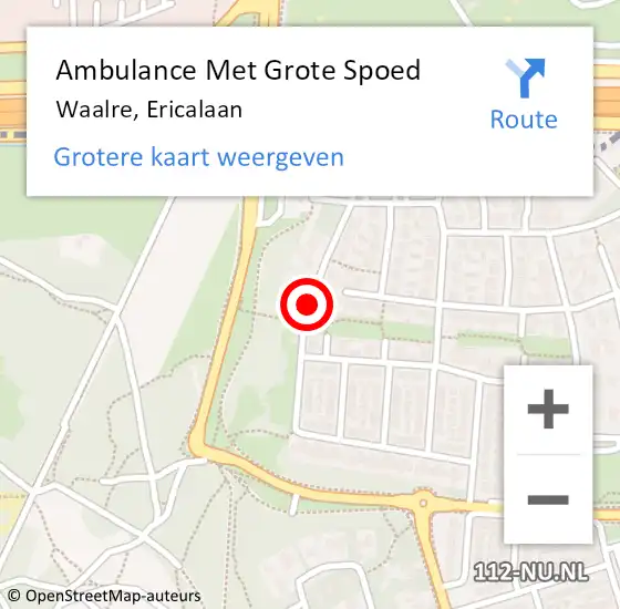 Locatie op kaart van de 112 melding: Ambulance Met Grote Spoed Naar Waalre, Ericalaan op 25 juni 2018 17:15