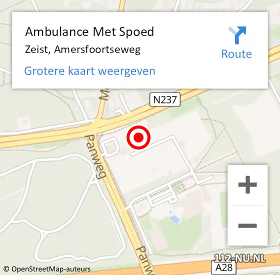 Locatie op kaart van de 112 melding: Ambulance Met Spoed Naar Zeist, Amersfoortseweg op 25 juni 2018 17:16