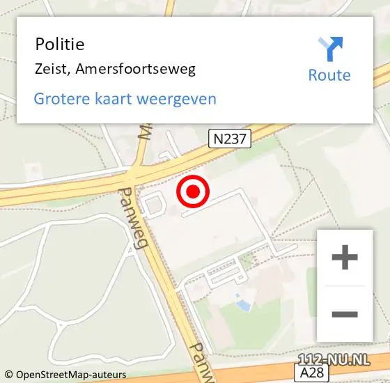 Locatie op kaart van de 112 melding: Politie Zeist, Amersfoortseweg op 25 juni 2018 17:18