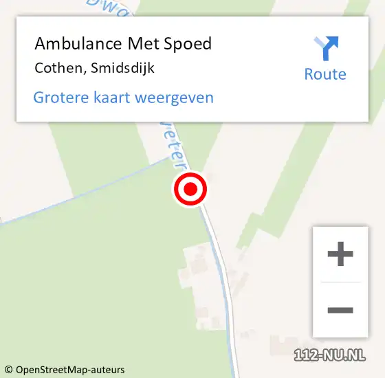 Locatie op kaart van de 112 melding: Ambulance Met Spoed Naar Cothen, Smidsdijk op 25 juni 2018 18:07