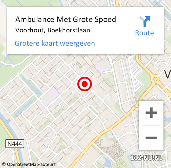 Locatie op kaart van de 112 melding: Ambulance Met Grote Spoed Naar Voorhout, Boekhorstlaan op 25 juni 2018 18:34