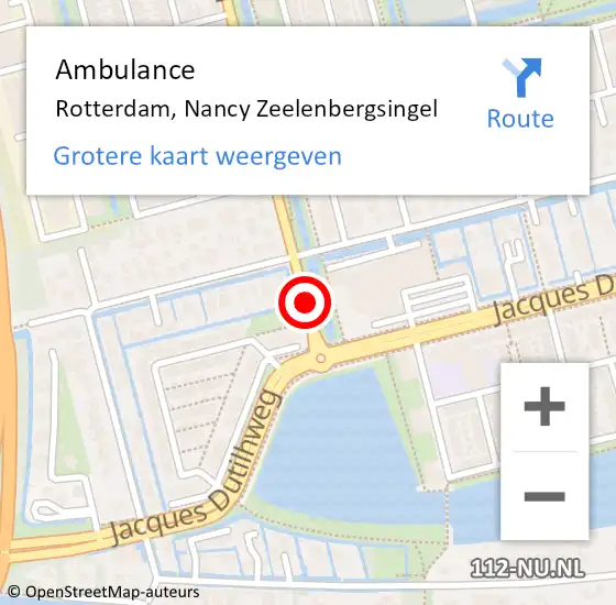 Locatie op kaart van de 112 melding: Ambulance Rotterdam, Nancy Zeelenbergsingel op 25 juni 2018 19:21