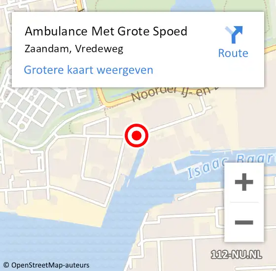 Locatie op kaart van de 112 melding: Ambulance Met Grote Spoed Naar Zaandam, Vredeweg op 25 juni 2018 19:49