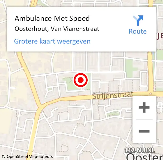 Locatie op kaart van de 112 melding: Ambulance Met Spoed Naar Oosterhout, Van Vianenstraat op 25 juni 2018 20:22