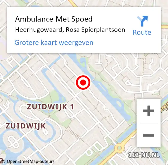 Locatie op kaart van de 112 melding: Ambulance Met Spoed Naar Heerhugowaard, Rosa Spierplantsoen op 25 juni 2018 21:20