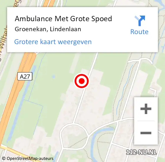 Locatie op kaart van de 112 melding: Ambulance Met Grote Spoed Naar Groenekan, Lindenlaan op 26 juni 2018 02:15