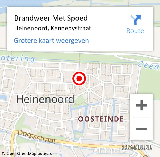 Locatie op kaart van de 112 melding: Brandweer Met Spoed Naar Heinenoord, Kennedystraat op 26 juni 2018 07:13