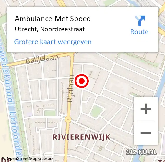 Locatie op kaart van de 112 melding: Ambulance Met Spoed Naar Utrecht, Noordzeestraat op 26 juni 2018 08:54