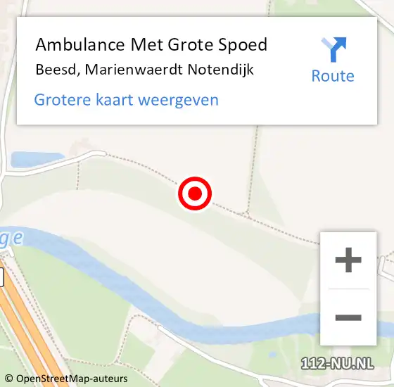 Locatie op kaart van de 112 melding: Ambulance Met Grote Spoed Naar Beesd, Marienwaerdt Notendijk op 26 juni 2018 12:35