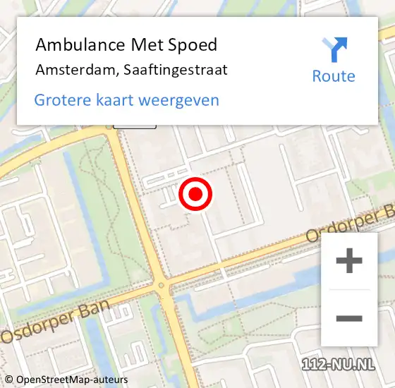 Locatie op kaart van de 112 melding: Ambulance Met Spoed Naar Amsterdam, Saaftingestraat op 26 juni 2018 13:15