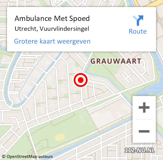 Locatie op kaart van de 112 melding: Ambulance Met Spoed Naar Utrecht, Vuurvlindersingel op 26 juni 2018 14:26