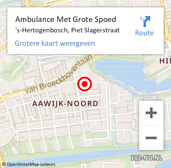 Locatie op kaart van de 112 melding: Ambulance Met Grote Spoed Naar 's-Hertogenbosch, Piet Slagerstraat op 26 juni 2018 14:38