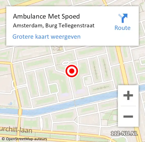 Locatie op kaart van de 112 melding: Ambulance Met Spoed Naar Amsterdam, Burg Tellegenstraat op 26 juni 2018 14:42