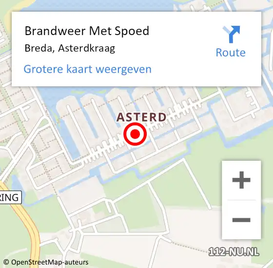 Locatie op kaart van de 112 melding: Brandweer Met Spoed Naar Breda, Asterdkraag op 26 juni 2018 15:05