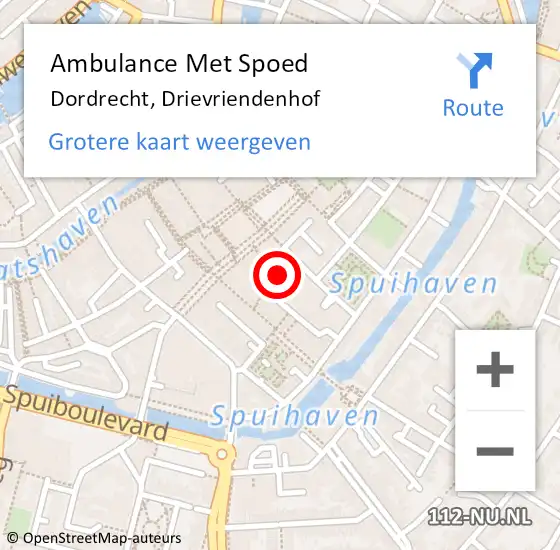 Locatie op kaart van de 112 melding: Ambulance Met Spoed Naar Dordrecht, Drievriendenhof op 26 juni 2018 16:02
