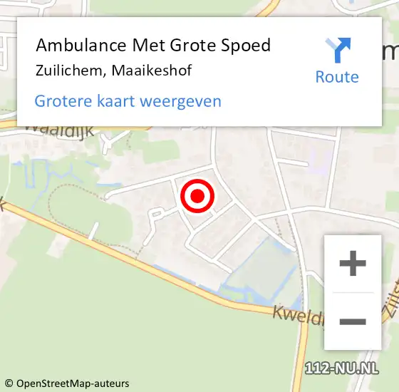 Locatie op kaart van de 112 melding: Ambulance Met Grote Spoed Naar Zuilichem, Maaikeshof op 26 juni 2018 16:37