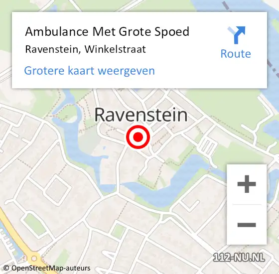 Locatie op kaart van de 112 melding: Ambulance Met Grote Spoed Naar Ravenstein, Winkelstraat op 28 februari 2014 20:48