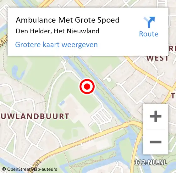 Locatie op kaart van de 112 melding: Ambulance Met Grote Spoed Naar Den Helder, Het Nieuwland op 26 juni 2018 20:08