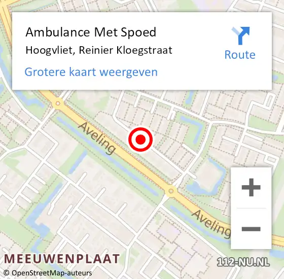 Locatie op kaart van de 112 melding: Ambulance Met Spoed Naar Hoogvliet, Reinier Kloegstraat op 26 juni 2018 21:12