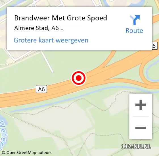 Locatie op kaart van de 112 melding: Brandweer Met Grote Spoed Naar Almere, A6 L hectometerpaal: 54,8 op 26 juni 2018 21:14