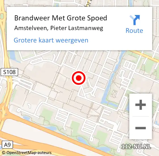 Locatie op kaart van de 112 melding: Brandweer Met Grote Spoed Naar Amstelveen, Pieter Lastmanweg op 27 juni 2018 00:45