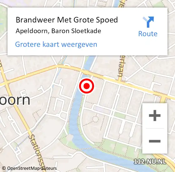 Locatie op kaart van de 112 melding: Brandweer Met Grote Spoed Naar Apeldoorn, Baron Sloetkade op 27 juni 2018 05:21