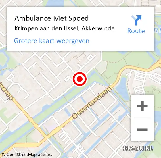 Locatie op kaart van de 112 melding: Ambulance Met Spoed Naar Krimpen aan den IJssel, Akkerwinde op 27 juni 2018 11:52