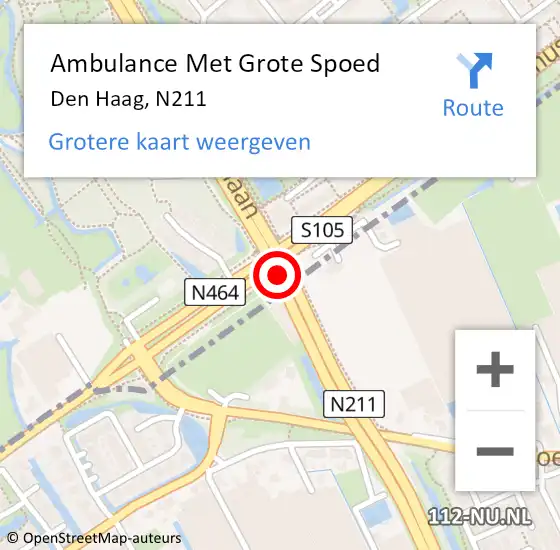 Locatie op kaart van de 112 melding: Ambulance Met Grote Spoed Naar Den Haag, N211 op 27 juni 2018 15:34