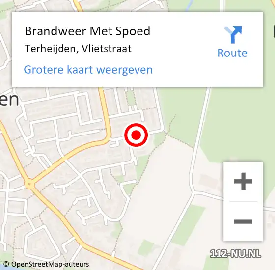 Locatie op kaart van de 112 melding: Brandweer Met Spoed Naar Terheijden, Vlietstraat op 27 juni 2018 18:07