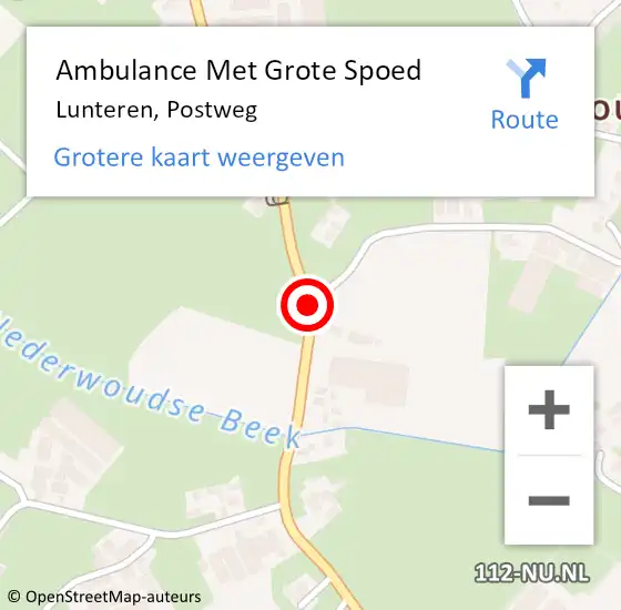 Locatie op kaart van de 112 melding: Ambulance Met Grote Spoed Naar Lunteren, Postweg op 27 juni 2018 21:00