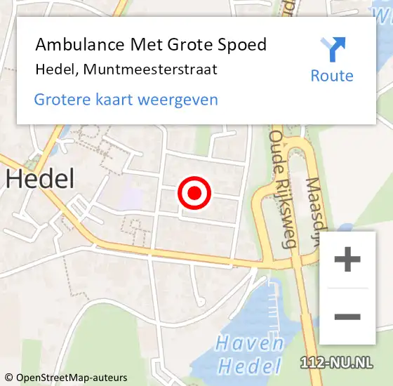 Locatie op kaart van de 112 melding: Ambulance Met Grote Spoed Naar Hedel, Muntmeesterstraat op 27 juni 2018 21:26