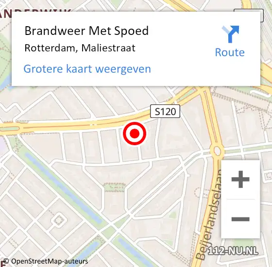 Locatie op kaart van de 112 melding: Brandweer Met Spoed Naar Rotterdam, Maliestraat op 28 juni 2018 01:39