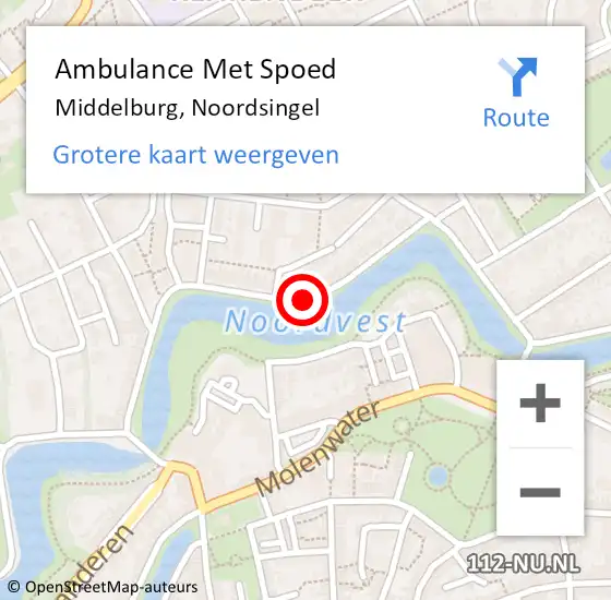 Locatie op kaart van de 112 melding: Ambulance Met Spoed Naar Middelburg, Noordsingel op 28 juni 2018 09:06