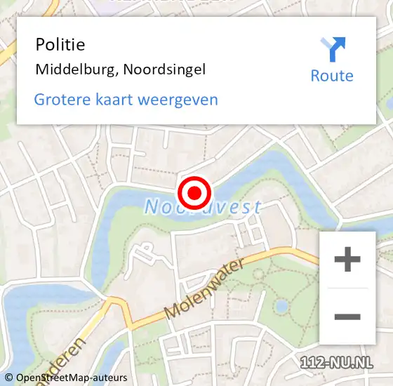 Locatie op kaart van de 112 melding: Politie Middelburg, Noordsingel op 28 juni 2018 09:21