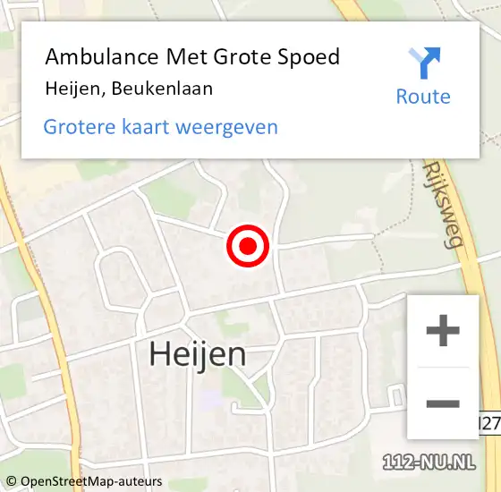 Locatie op kaart van de 112 melding: Ambulance Met Grote Spoed Naar Heijen, Beukenlaan op 28 juni 2018 09:24