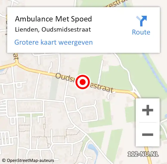 Locatie op kaart van de 112 melding: Ambulance Met Spoed Naar Lienden, Oudsmidsestraat op 28 juni 2018 11:24