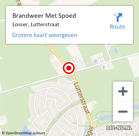 Locatie op kaart van de 112 melding: Brandweer Met Spoed Naar Losser, Lutterstraat op 28 juni 2018 11:57