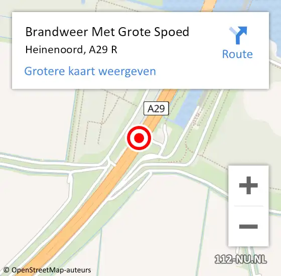 Locatie op kaart van de 112 melding: Brandweer Met Grote Spoed Naar Heinenoord, A29 R op 28 juni 2018 12:57