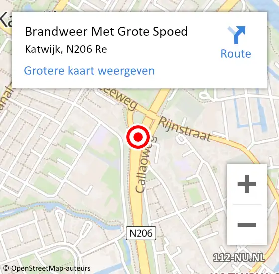 Locatie op kaart van de 112 melding: Brandweer Met Grote Spoed Naar Katwijk, N206 Re hectometerpaal: 23,2 op 28 juni 2018 13:18