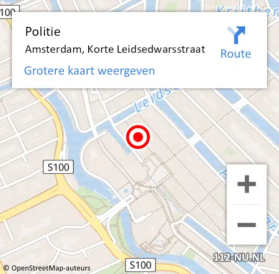 Locatie op kaart van de 112 melding: Politie Amsterdam, Korte Leidsedwarsstraat op 28 juni 2018 13:35