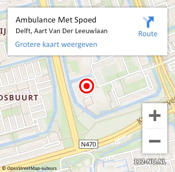 Locatie op kaart van de 112 melding: Ambulance Met Spoed Naar Delft, Aart Van Der Leeuwlaan op 28 juni 2018 14:12