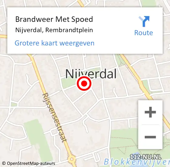Locatie op kaart van de 112 melding: Brandweer Met Spoed Naar Nijverdal, Rembrandtplein op 29 juni 2018 07:59
