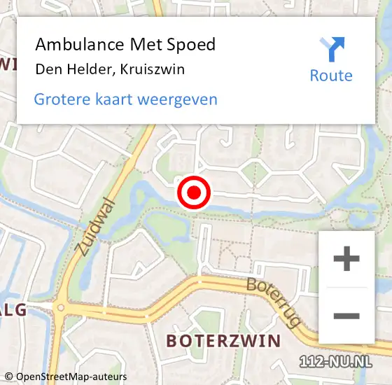 Locatie op kaart van de 112 melding: Ambulance Met Spoed Naar Den Helder, Kruiszwin op 29 juni 2018 08:05