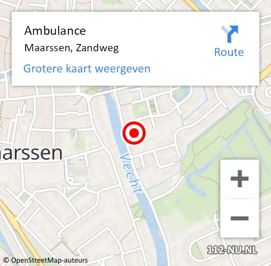 Locatie op kaart van de 112 melding: Ambulance Maarssen, Zandweg op 29 juni 2018 09:45