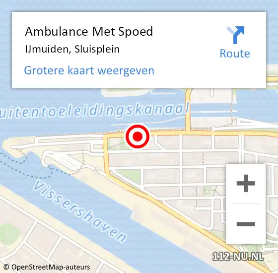 Locatie op kaart van de 112 melding: Ambulance Met Spoed Naar IJmuiden, Sluisplein op 29 juni 2018 09:58